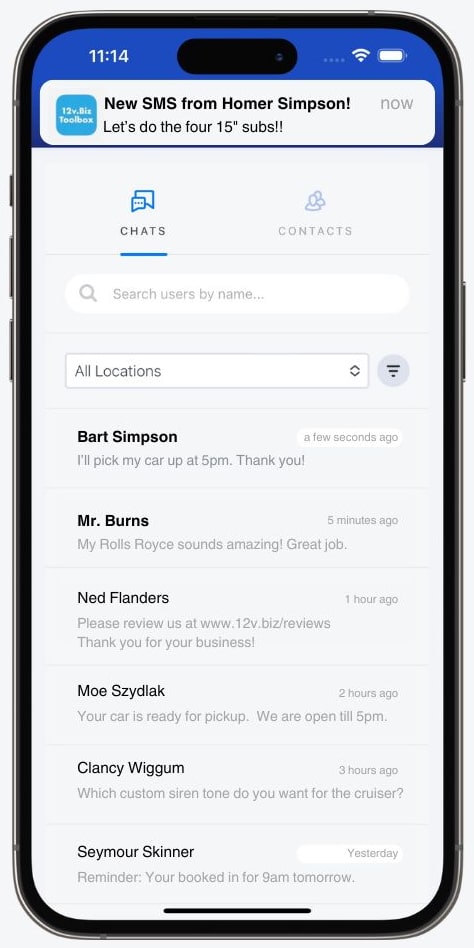 Two-Way Texting on iPhone 16 - 12v.Biz Toolbox App for Car Audio Stores