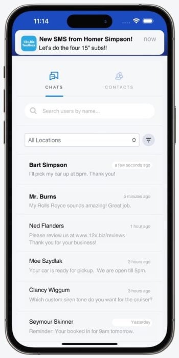 Two-Way Texting on iPhone 16 - 12v.Biz Toolbox App for Car Audio Stores